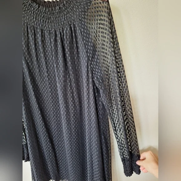 NWT Ella Moss Nikkita Shift Mini Dress Black/w Lace Overlay Sheer Womens size M NWT Ella Moss Nikkita Shift Mini Dress Black/w Lace Overlay Sheer Womens size M